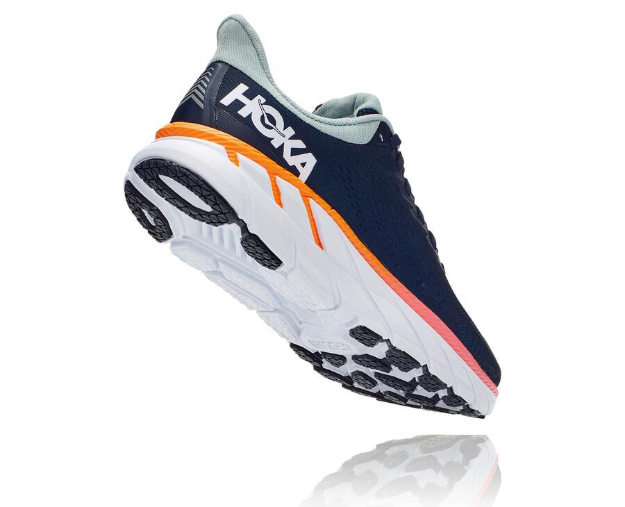 Hoka One One Hardloopschoenen Dames - Clifton 7 - Donkerblauw/Wit - QR4783592